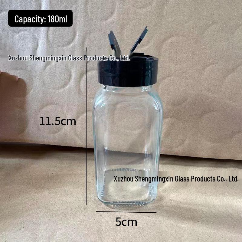 Bamboo Lid Glass Spice Jar with Flip-Top