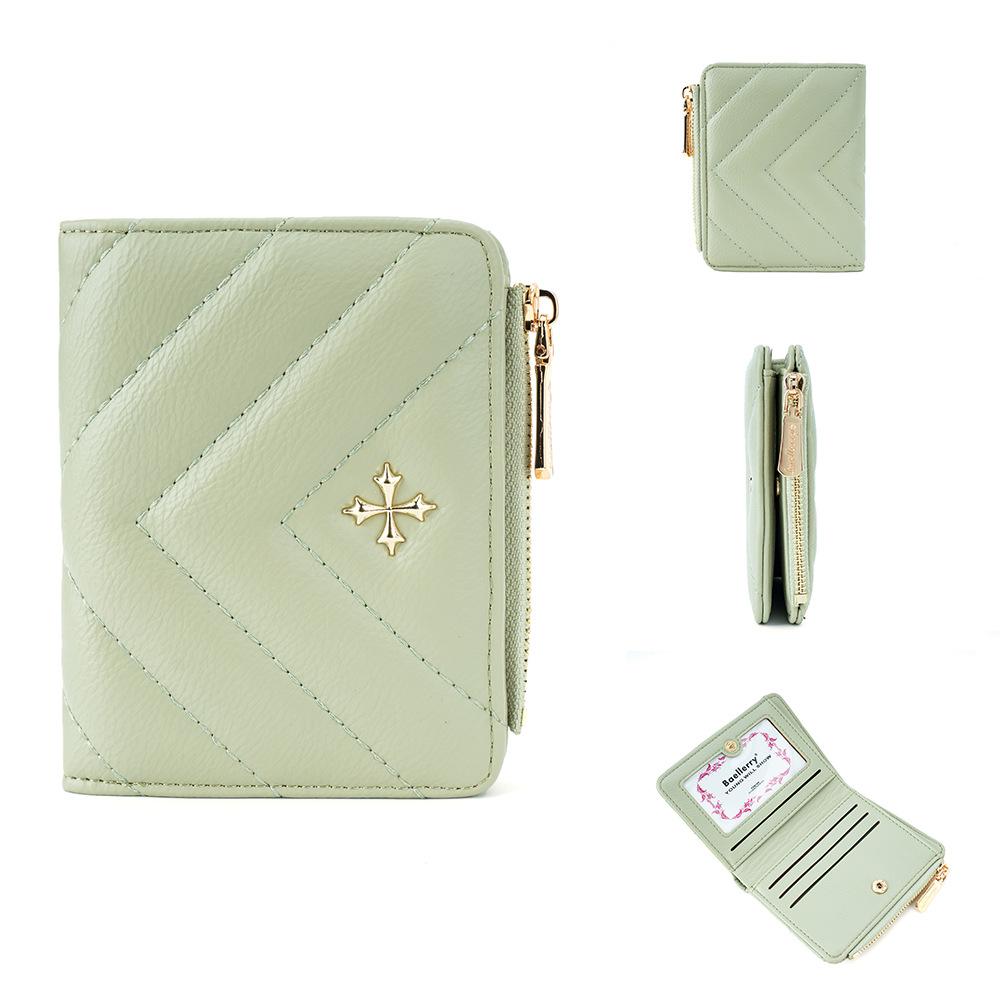 Korean version women s short wallet sewing line fashion multi-card bag zipper change bag women one size 1450₽