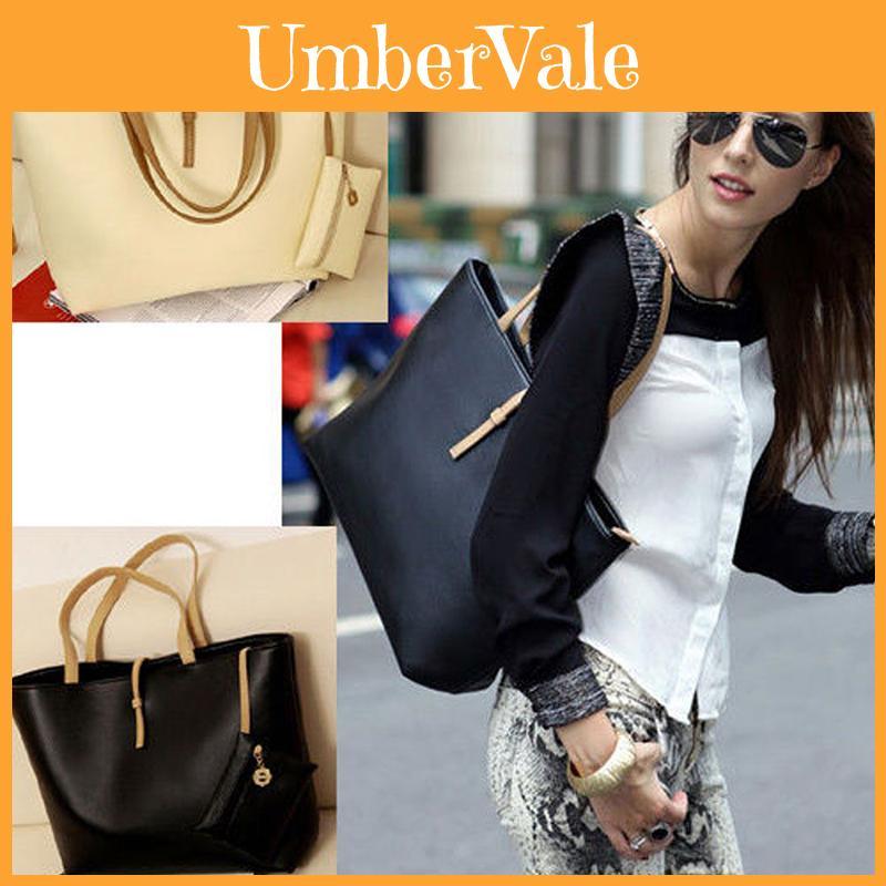 Elegant Women Shopping Tote Faux Leather Messenger Handbag With Spacious Compartments