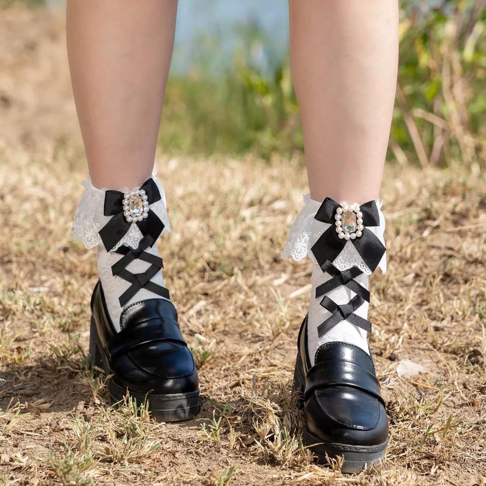 

Lace Cotton Socks Lolita Summer Spring Socks Sweet Style Ankle Socks Women чорний білий колір