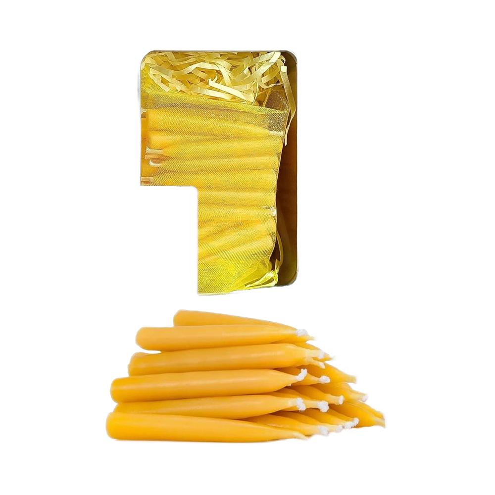 Mini Taper Beeswax Candles 20 Minute Prayer Brass Candlestick Scented Meditation Candles for Yoga Spiritual Mini (Under 3 )&Unscented жёлтый