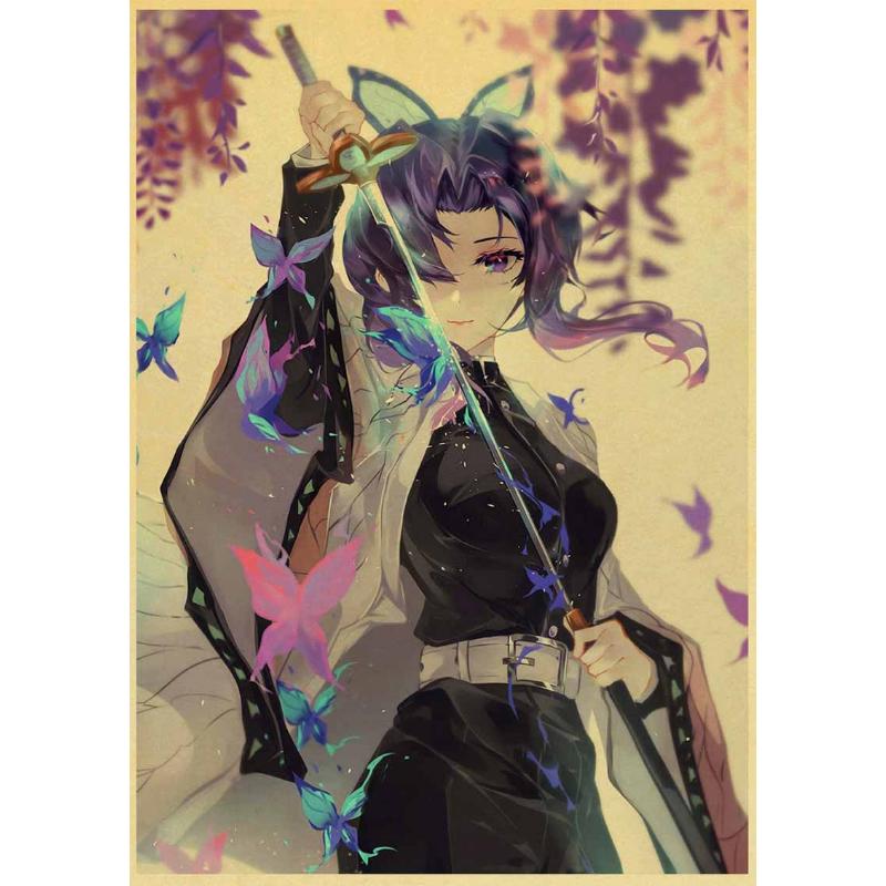 Klassieke Anime Demon Slayer Posters Esthetische Retro Kraftpapier Poster Home Decor Muurstickers Slaapkamer Bar Cafe Art Schilderen