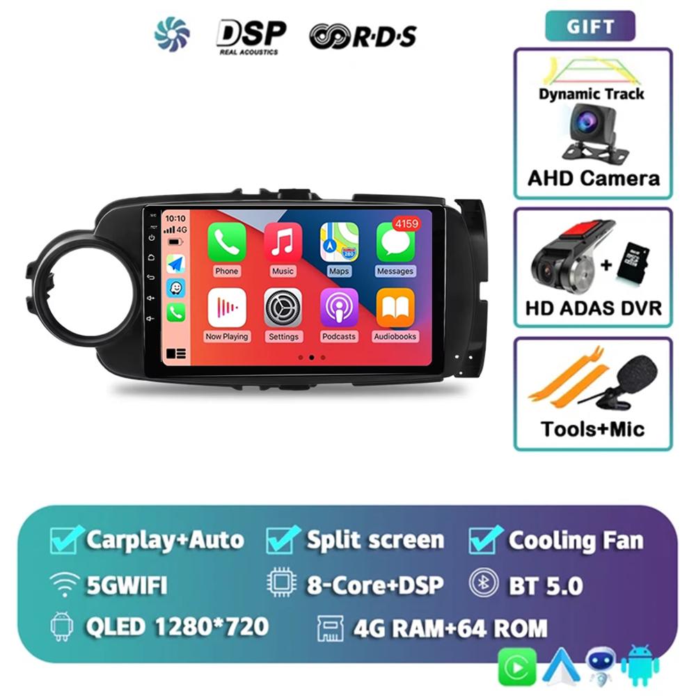 Android 14 Carplay Car Radio For Toyota Yaris 2012 2013 2014 2015 2016 2017 Navigation GPS Multimedia Player Stereo Wifi BT Auto