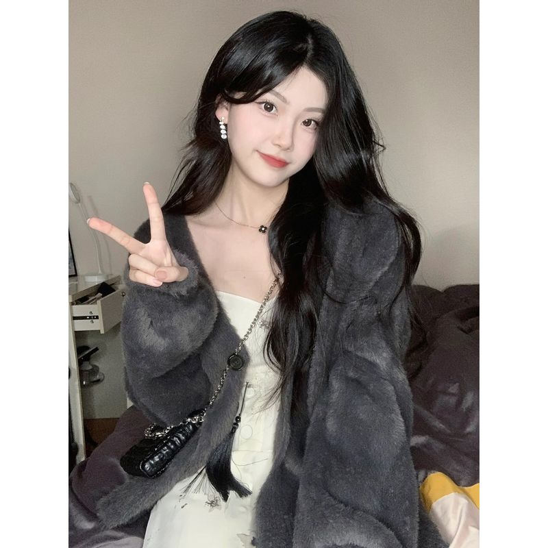 

Мягкий клейкий кардиган в корейском стиле, нежный и удобный, приталенный свитер Dark gray S