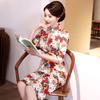 Chinese Style Cheongsam Retro Mid-length Improved Cheongsam Temperament Short-sleeved Dress