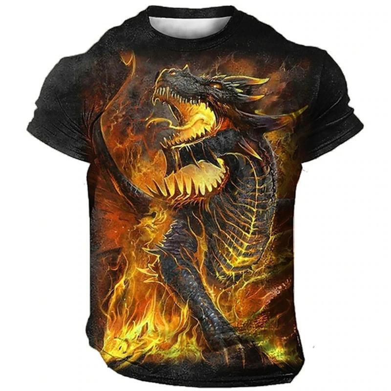 Lustiges T-Shirt mit 3D-Wolfsmuster für Männer, Hip-Hop-Trend, Harajuku, Streetwear, Mode, Animal-Print, lässiges T-Shirt mit O-Ausschnitt und kurzen Ärmeln