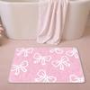 VIKAMA Cute Bowknot Pink Bath Mat Non-Slip Soft Bathroom Rug Kawaii Coquette Style Mat for Bedroom Shower & Entryway Decor