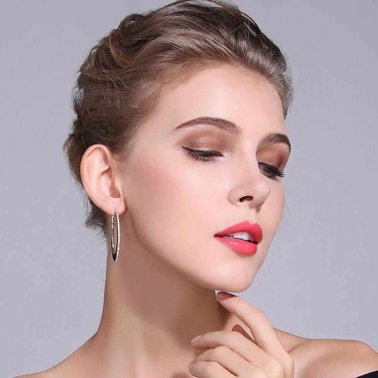 2025 European & American S925 Sterling Silver Moissanite Circle Earrings - Women's High-End Studs for a Slimmer Face