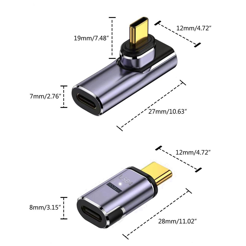 USB C Magnetic Adapter 24 Pins Type C Connector Support Thunderbolt 3,USB3.1, PD 140W Quick Charge,40Gb/s Data Transfer