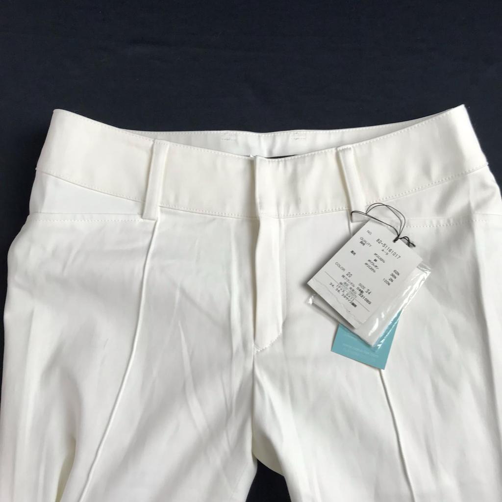 NEW Tag Unused Japan Le Souk Flare Slacks Pants 34 Women S Inset 83cm White Bottoms Trousers(USED)