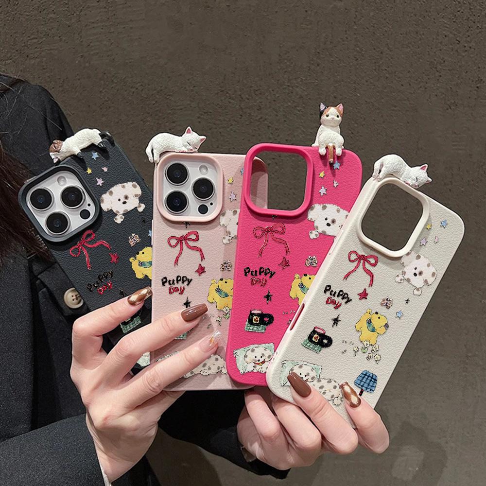 3D Phone Case for iPhone 11 13 17 Pro Max 17 Air Case iPhone 13 15 16 Pro Max 12 14 Pro Max 14 15 Plus Cute 3D Kitten Cartoon Leather