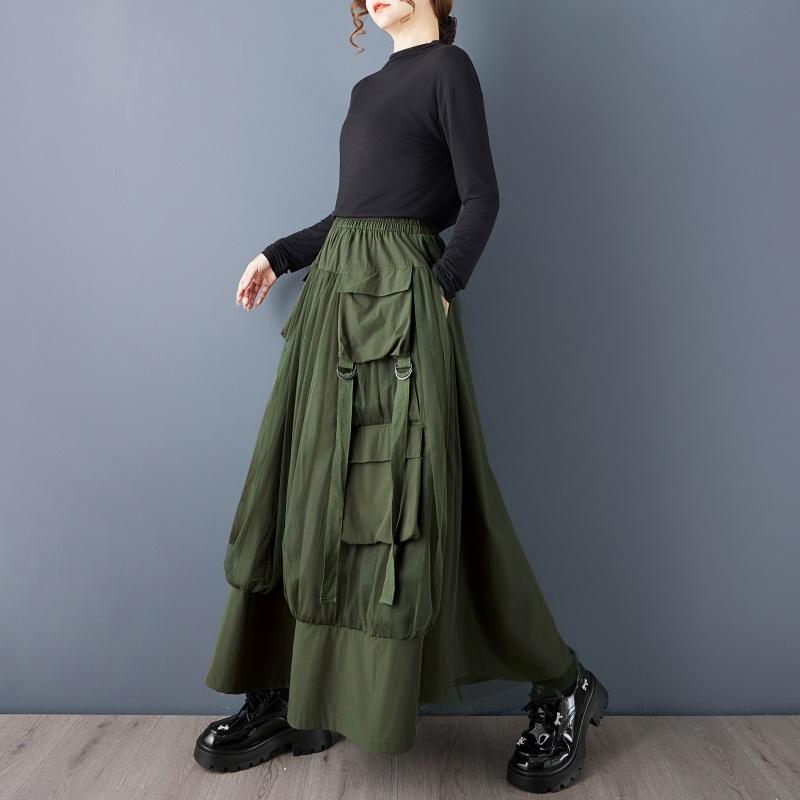 Mesh plus größe Hohe taille vintage Frühling sommer herbst beiläufige lose lange für frau röcke frauen rock