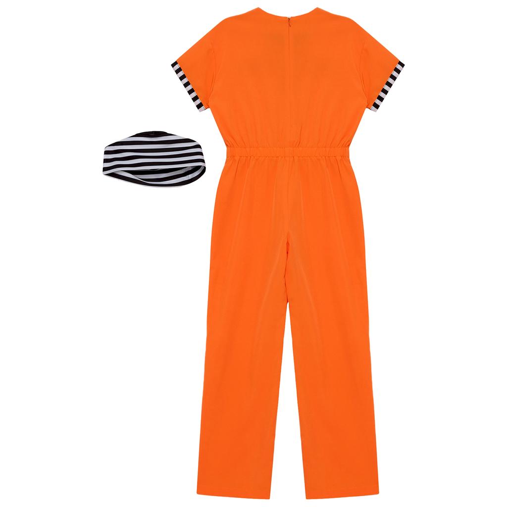 Costum Copii Prizonier Dungi Salopetă Prizonier Pălărie Design Pasăre de Închisoare Deținut Uniformă Închisoare Tematică Petrecere Cosplay