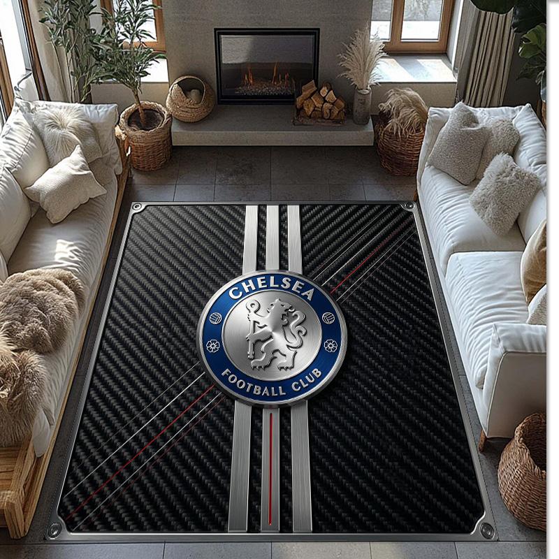 Chelsea FC Printed Flannel Area Rug Non Slip Soft Polyester Floor Carpet Indoor Decor Mat for Bedroom Living Room Sofa Game Room Home Decoration