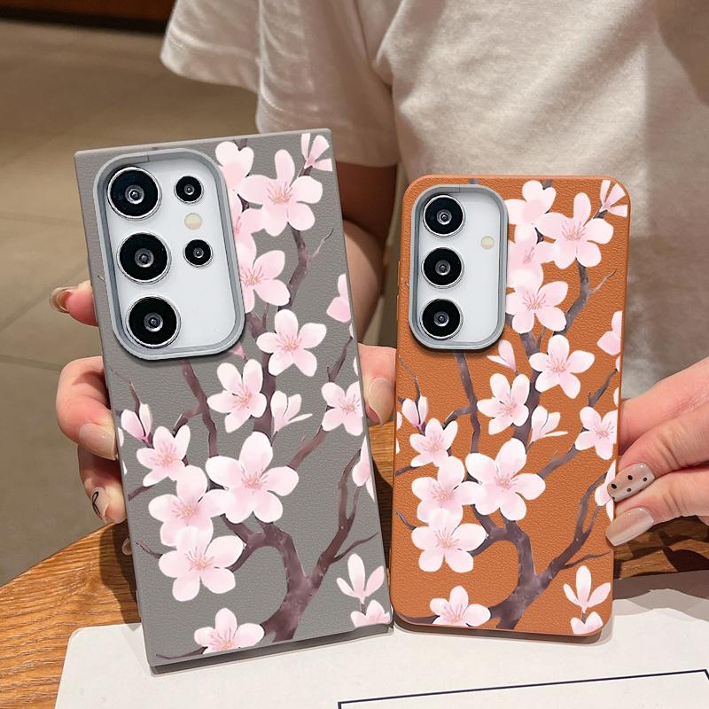 Hand-drawn Style Sakura Pattern Case For Samsung Galaxy S26 Ultra S25 Edge S24 Plus S23 S22 S21 FE A54 A15 A25 A35 A55 A16 A26 A36 A56 A17 A37 A57 5G