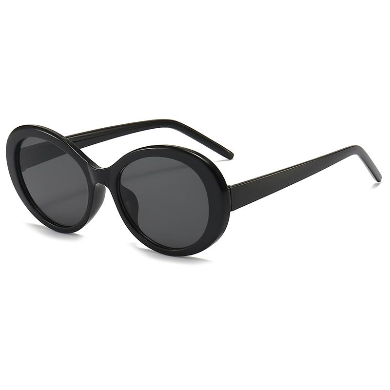 

Vintage Oval Frame Cat Eye Sunglasses Unisex UV400 Protection Street Shooting Plain Face Smaller Looking Glasses 5286 чёрный