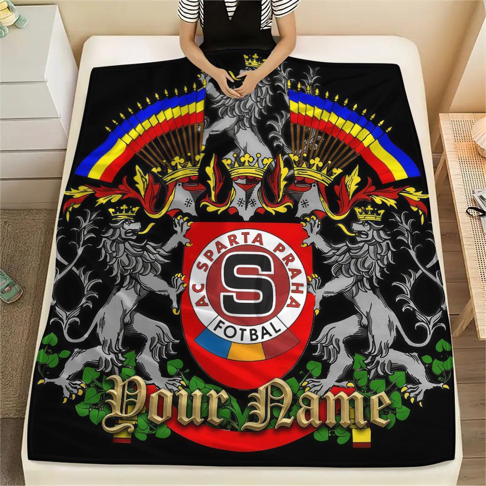 1PC Custom Name AC Sparta Praha Patterned Flannel Blanket Suitable For All Seasons for Home Decor Warmth and Comfort Gifts Holiday Present -HE9