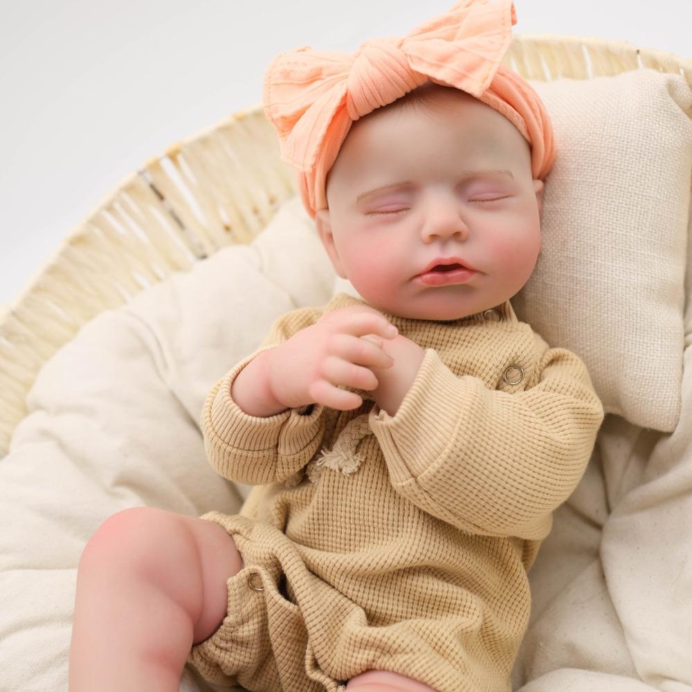 Lifelike 49cm Simulation Baby Rebirth Doll Open Mouth Soft Cloth Body Reborn Babies Doll Realistic 3D Painted Skin Newborn Dolls for Kids Holiday Gift