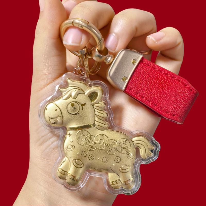 999 Pure Gold Year of the Horse Keychain Bag Charm & Mobile Phone Lanyard - Perfect Birthday Gift