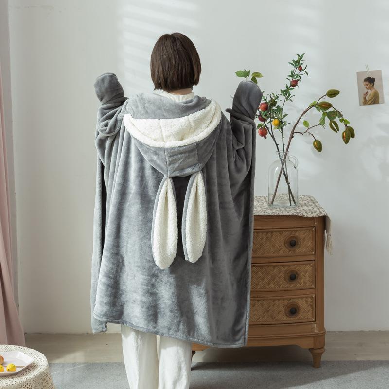 

Cartoon Rabbit Office Nap Blanket Lamb Fleece Double Layer Shawl Blanket Single Person Small Blanket Air Conditioning Blanket