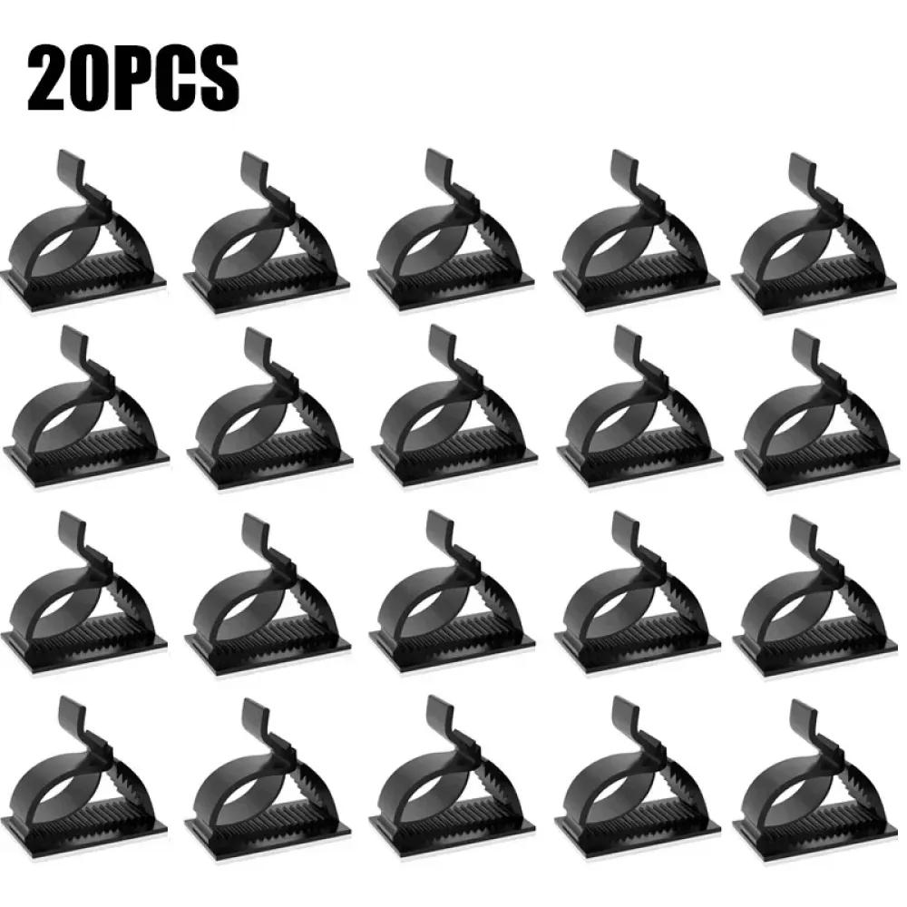 

Универсальные регулируемые многоцелевые самоклеящиеся зажимы для кабелей Зажимы для проводов Держатели шнуров Настольная система управления кабелями Домашний офис Автомобиль 20pcs Black