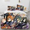 3D K-ON Cartoon Cute Lolita Kawaii Girls Comforter Bedding Set,Duvet Cover Bed Set Quilt Cover Pillowcase,Queen Size Bedding Set