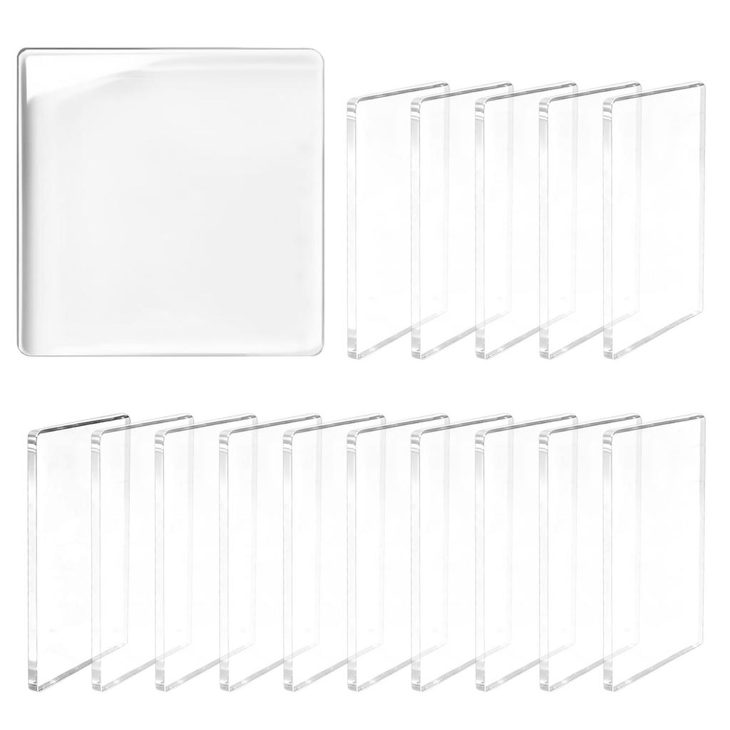 Clear Acrylic DIY Refrigerator Magnet Set Square Shape Durable Transparent Acrylic Blocks for Custom Decoration and Craft Projects