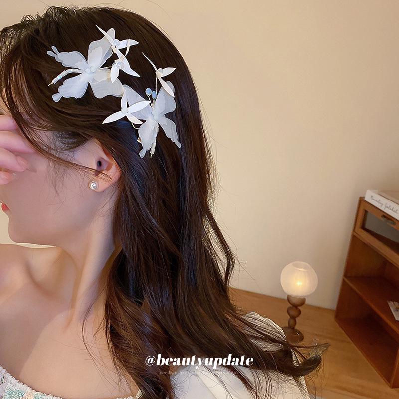 Mori Style Crystal Butterfly Hair Clip - Sweet Bangs Duckbill Holder