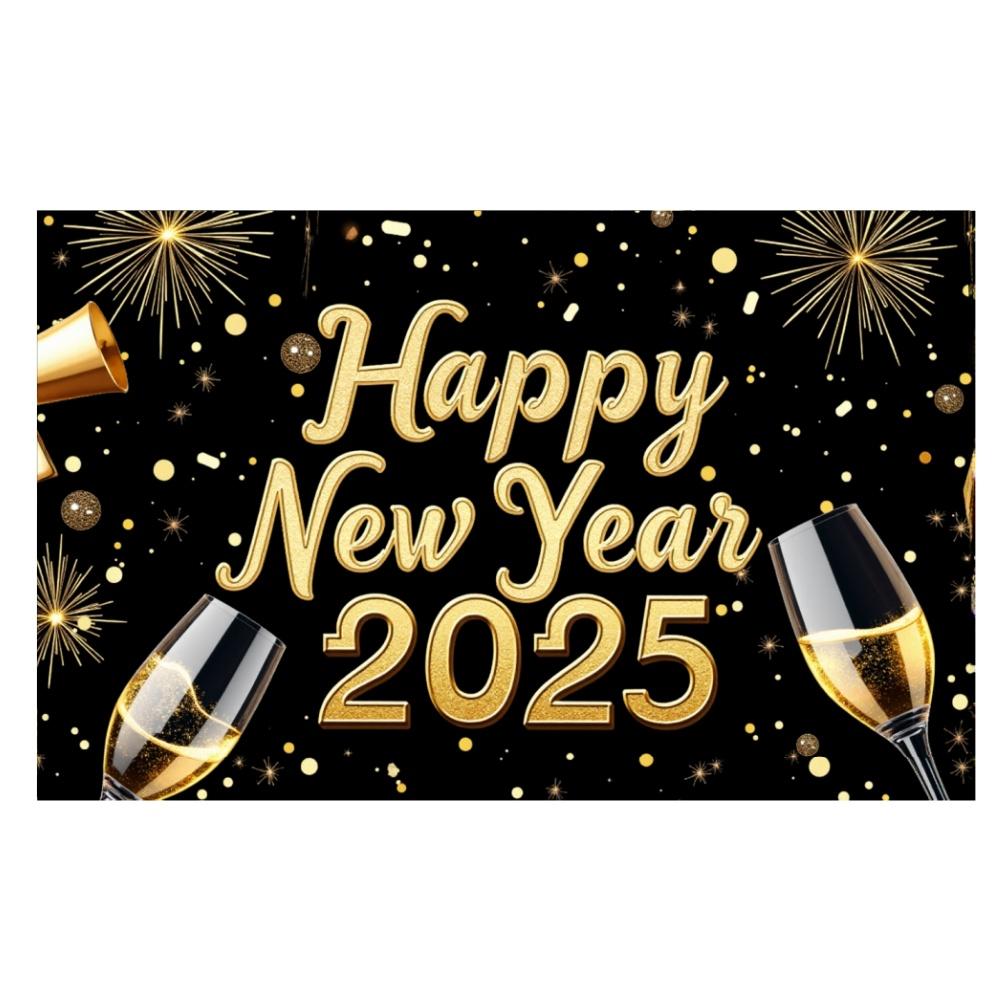 2025 Happy New Year Theme Party Background Fireworks Golden Banner Decoration New Year Celebrate Family Party Photo Supplies