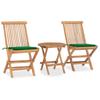 Day and Night - Day and Night Folding Garden Dining Set 3 Pieces Teak Wood Cushions