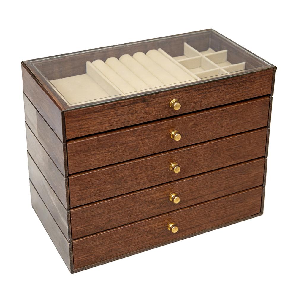 Jewelry Storage Box Minimalist Wood Lining Large Capacity Jewelry Box for Rings Necklaces Earrings