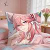 Yae Miko Genshin Impact Cushion Cover Square Short Plush Pillow Case Living Room Sofa Home Decor Funda X