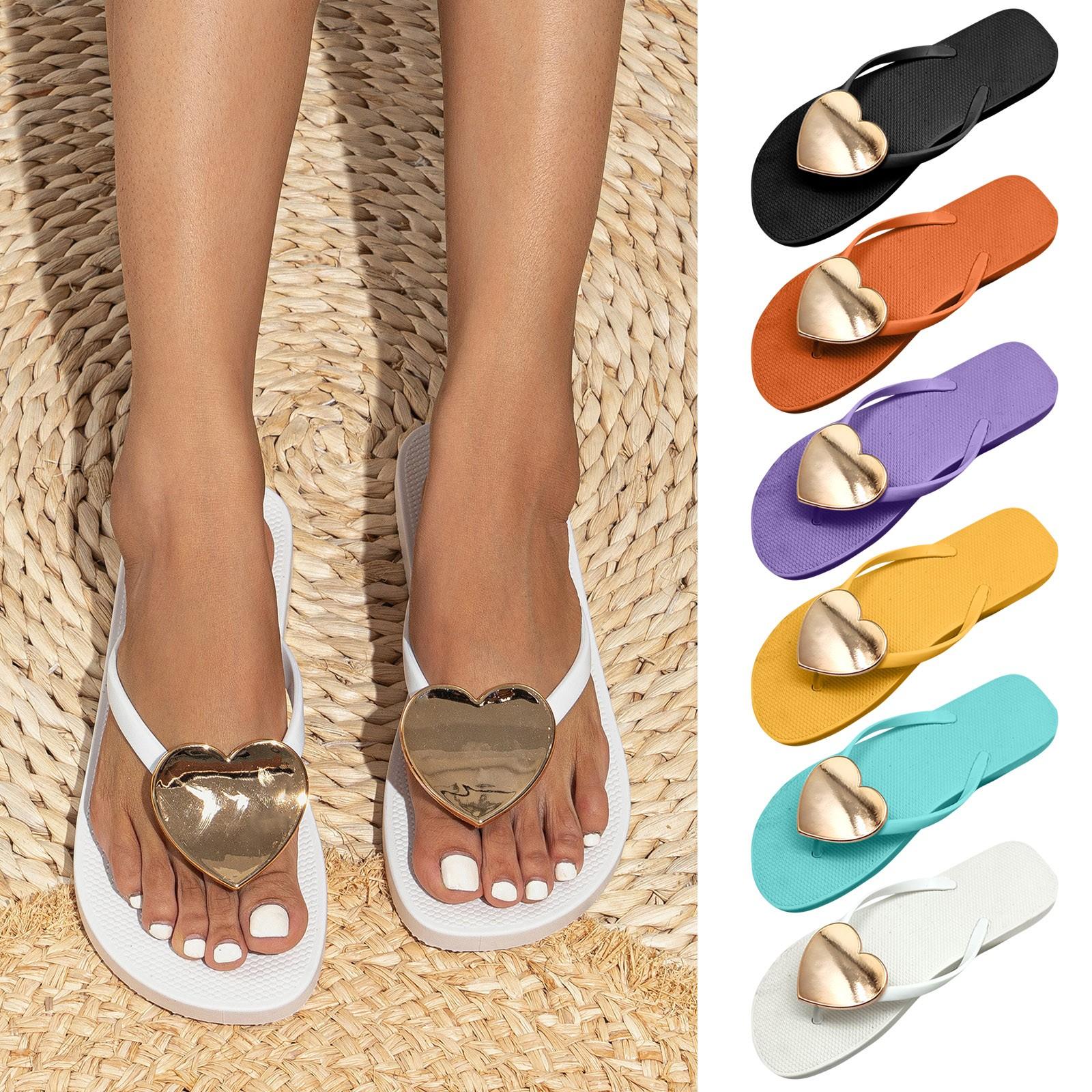 

Women s Summer Heart Flat Flip Flops 40