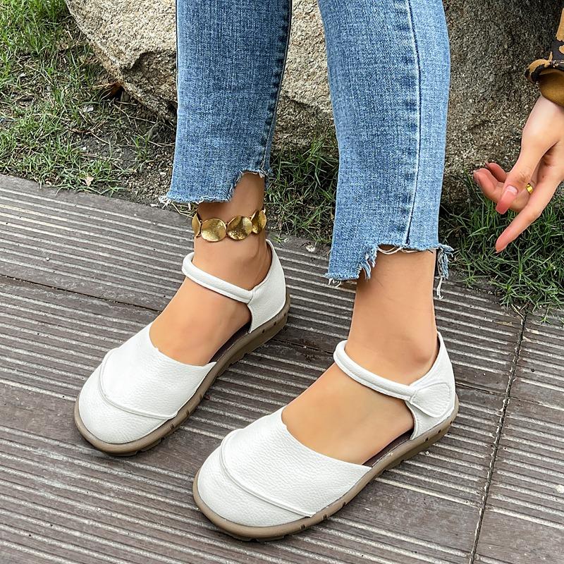 Women's head-to-toe flat sandals, summer new style retro wedge-style casual soft-soled mother's shoes, large size women's shoes