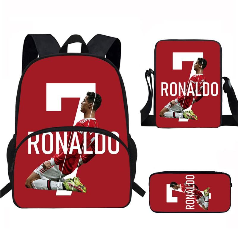 Set Zaino Scolastico CR7 per Bambini Tessuto Oxford Borsa a Doppio Scomparto con Tasca Frontale Astuccio Tracolla Ergonomico Dorsale
