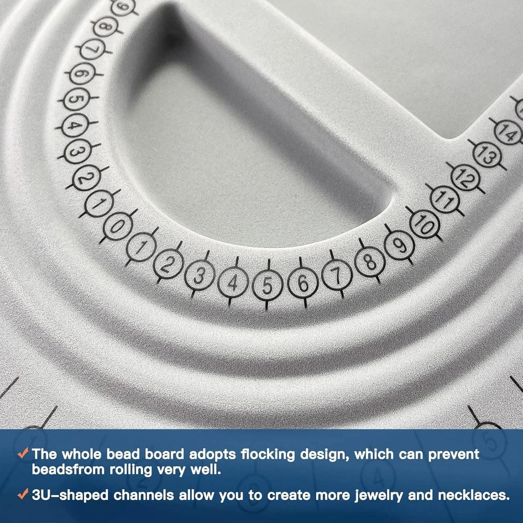 Design Boards for Jewelry Bracelet Necklace Making DIY Grey Bead Board with Clear Cover and 3 U-Shaped Channels