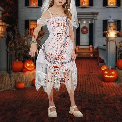 Kostium Panny Młodej na Halloween dla Dziewczynek Akcesoria Dekoracyjne Strój Karnawałowy do Odgrywania Ról