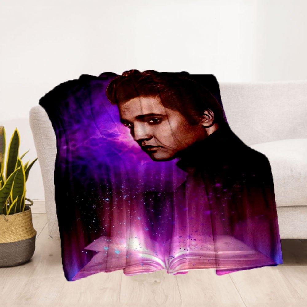 "Elvis Presley: The King of Rock 'n' Roll Art Print"Blanket Flannel Throw Blanket for Sofa, Bed, Travel, Camping, Office, Couch, Chair, And