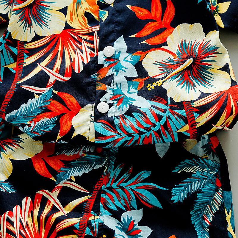 Handsome Boys Summer Clothes Children's Clothing Men's Small And Medium-sized Children's Shirt Korean Girls Short-sleeved Baby Clothes Beach