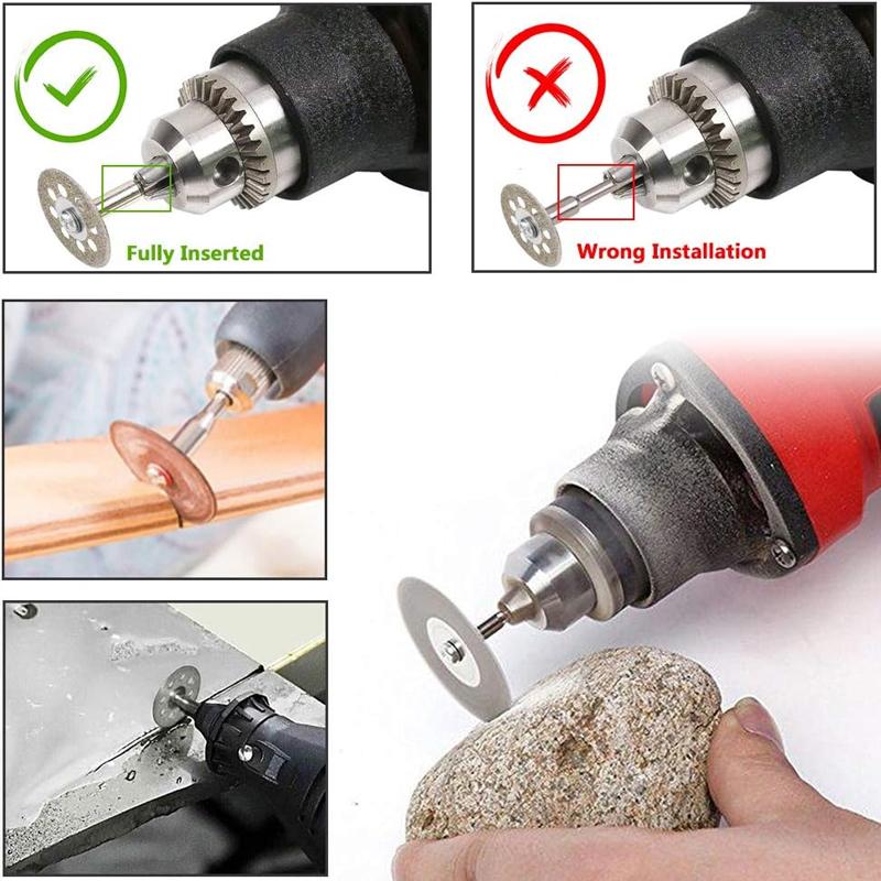 Diamond Cutting Disc Wheels Circular Saw Blade CutOff Rotary Tool Disk Mini Drill Mandrel Wood Stone Plastic Glass Sharp Cutter