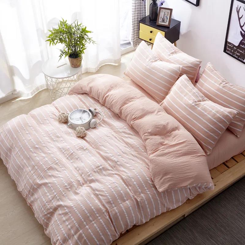 

Простой стираный хлопковый комплект из четырех предметов, одноместная двуспальная простыня в общежитии, пододеяльник, постельные принадлежности 1,8 м 1.5m