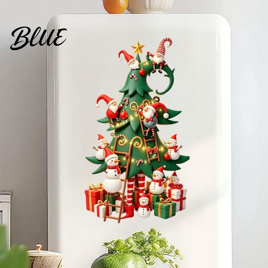 Decorative Stickers for Glass Windows Christmas Tree Window with Gnome And Snowman Removable Stickers PVC Holiday Wall Waterproof Art Decor