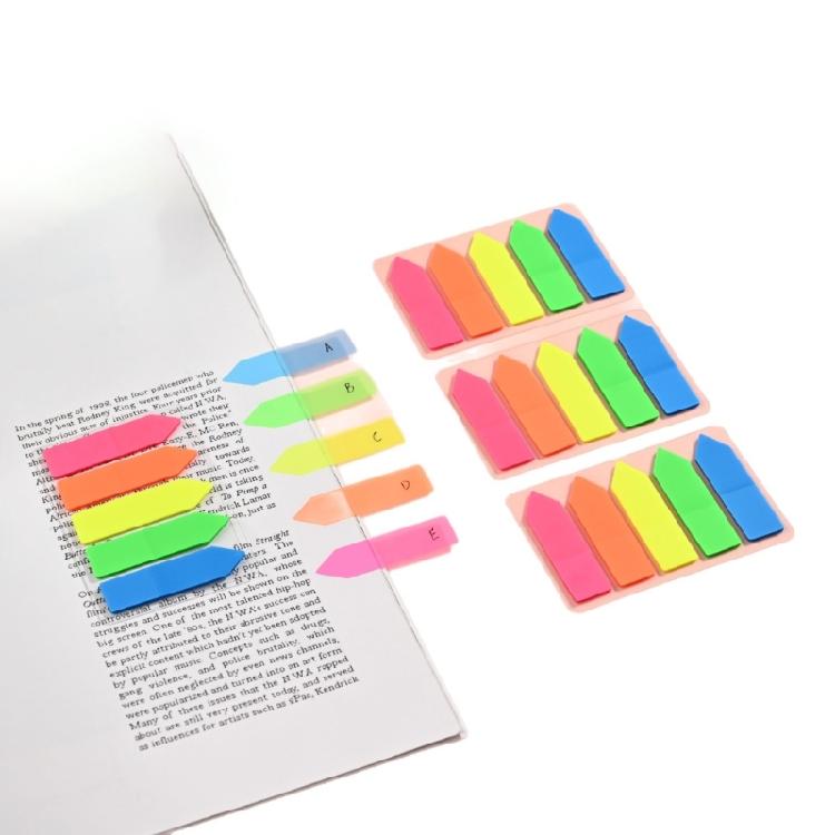 Fluorescent Color Adhesive PET Label Writable Adhesive Page Marker Repositionable File Label for Notebook Planner