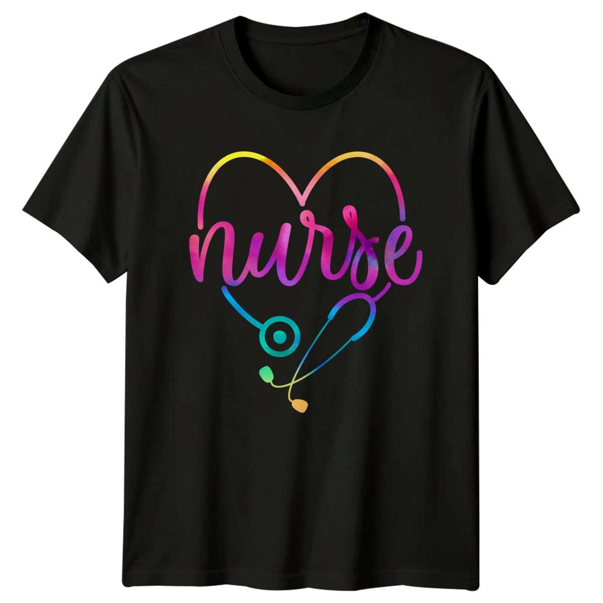 Nurse Heart Stethoscope Watercolor T-Shirt - nurse Graphic Tee XXXXL