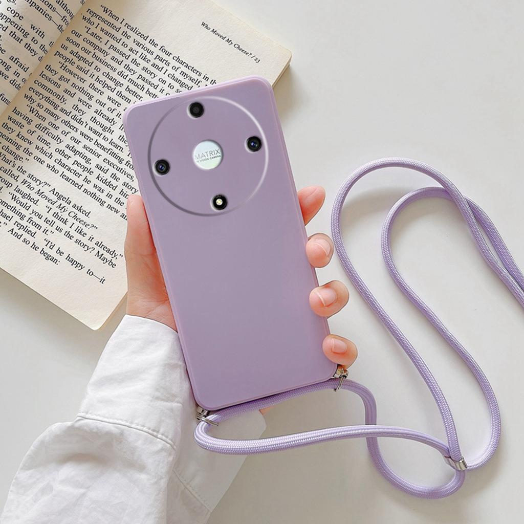 Für Honor Magic 8 Lite Crossbody Halsketten-Riemen Kordel Lanyard Weiche Hülle für Honor Magic8 Lite Mattes Stoßfänger Silikonhülle Schale