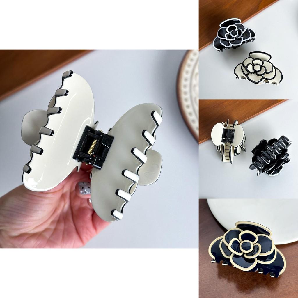 Stylish Medium Size Acetate Hair Clip Featuring Delicate Camellia Flower For Fashionable Women