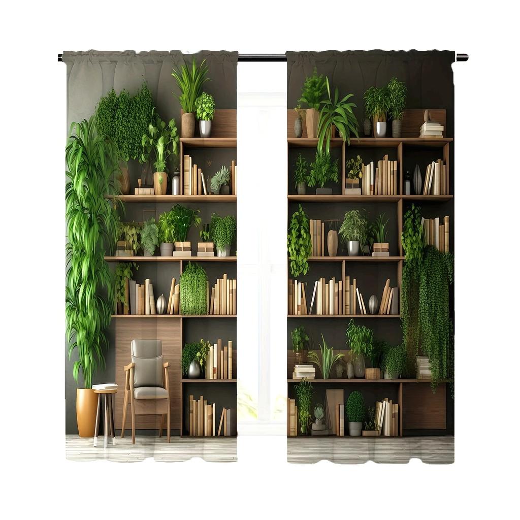 Bücherregal-Topfpflanzen - bedruckte Vorhänge, Heimdekoration, Raumdekoration