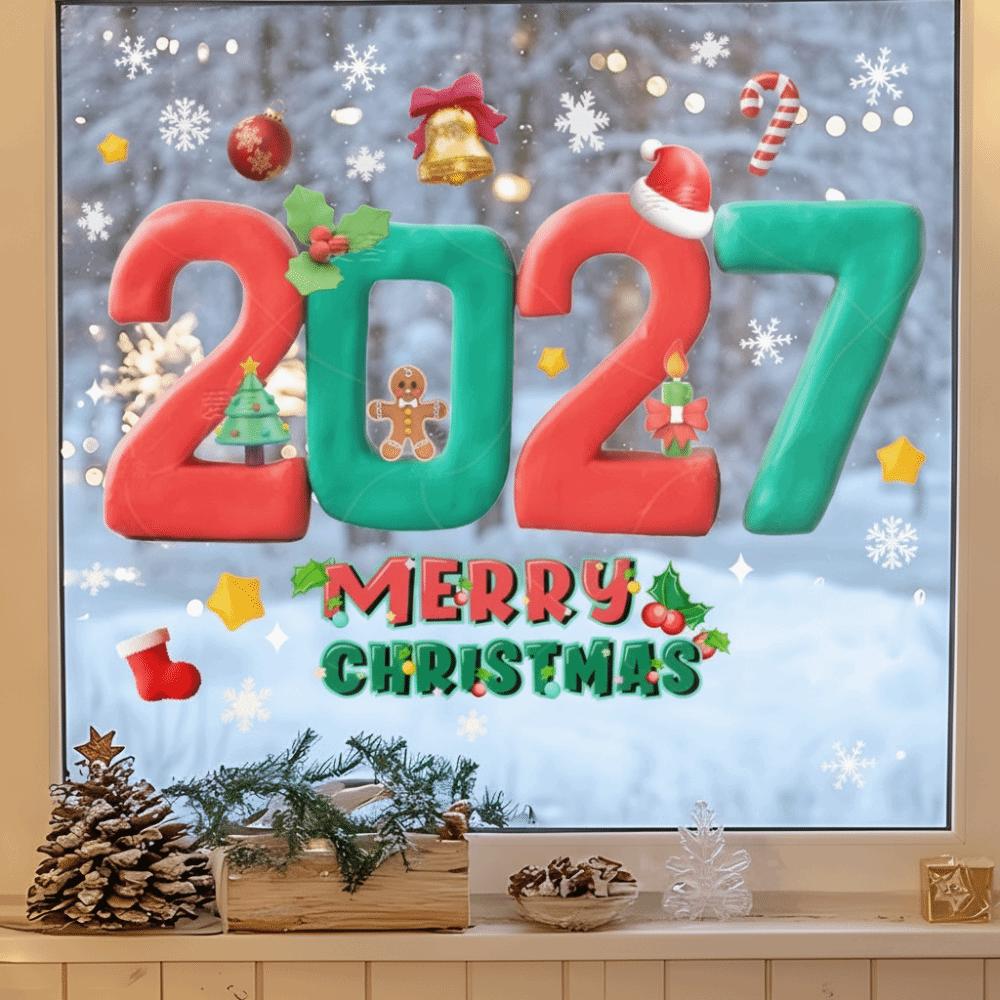 Snow Designs Christmas Window Stickers Santa Claus Designs Christmas Window Decals  Home Decor