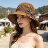 Women Sun Hat, Small Brim Straw Fisherman Hat, with Bow Decor Sun Protection UV Block Hat for Summer Outdoor Travel
