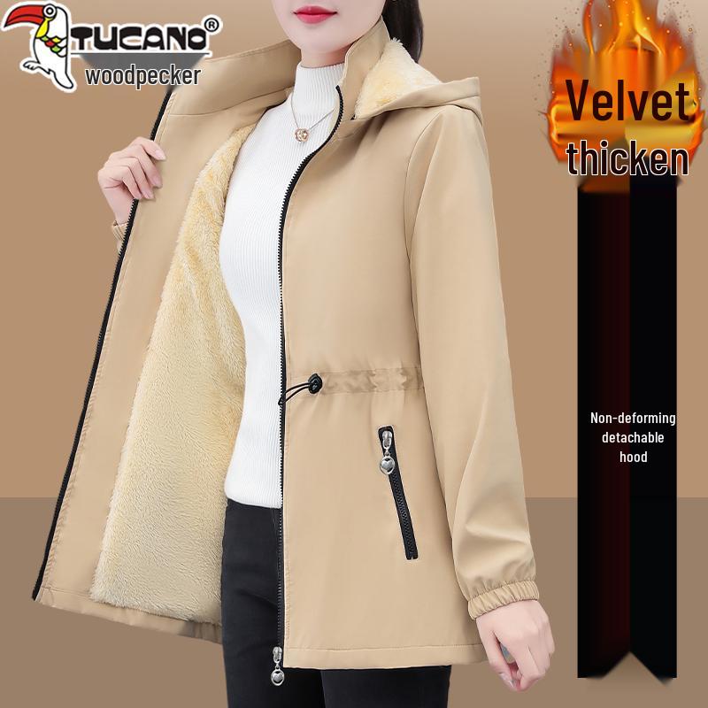 Women's Fleece-Lined Mid-Length Trench Coat - 2025 New Autumn/Winter Warm Thickened Jacket